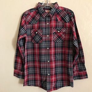 Levis Boys LARGE Western Plaid LONG SLEEVE SHIRT